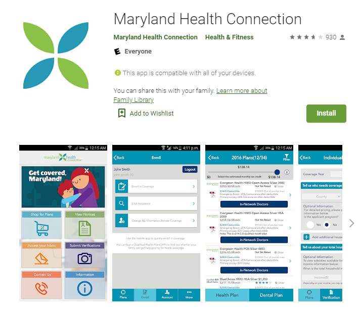 Maryland Health Connection app