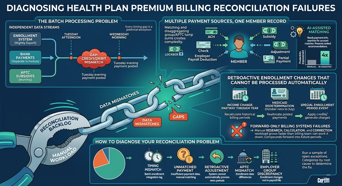 Diagnosing Health Plan Premium Billing Reconciliation Failures