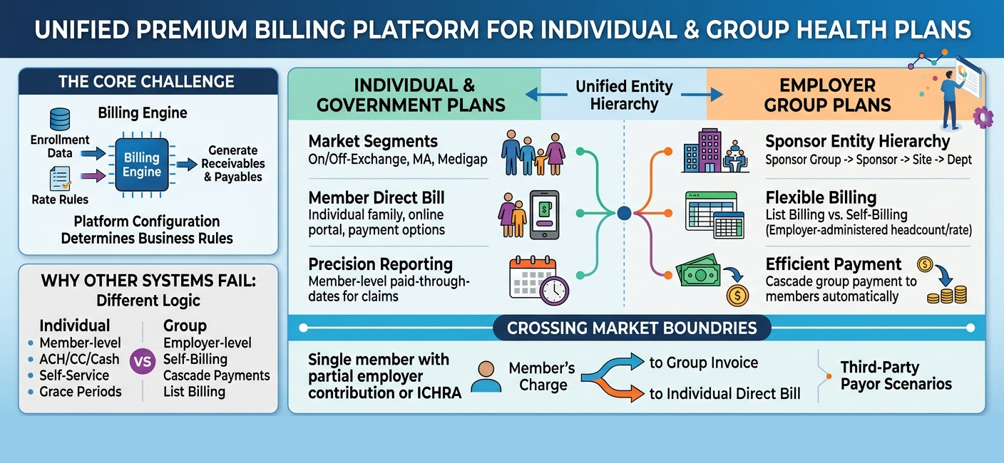 What Software Supports Premium Billing for Both Individual and Group Health Plans?